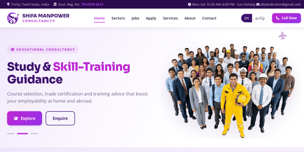 Shifa Manpower Consultancy website homepage