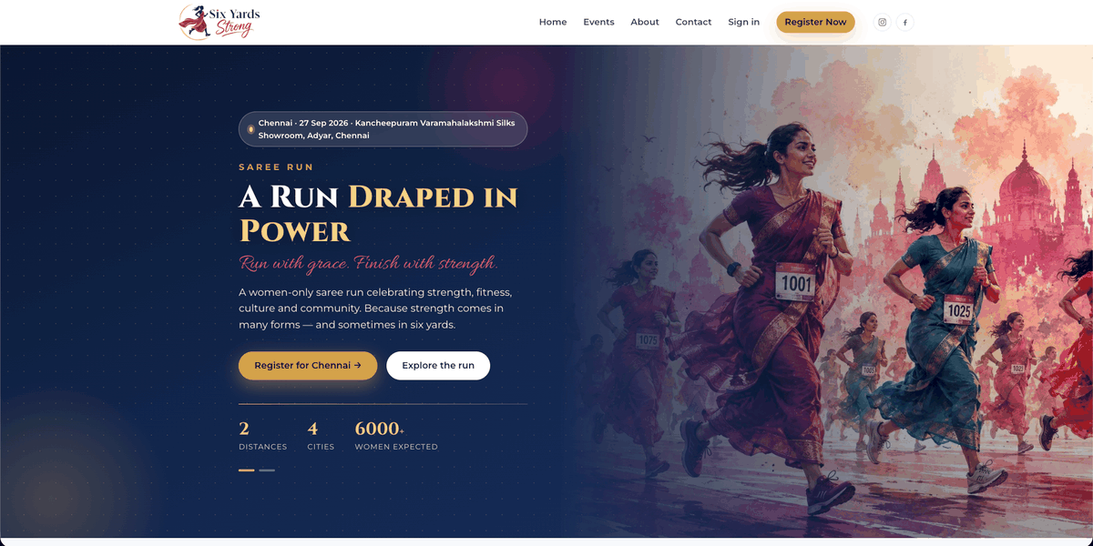 Six Yards Strong website homepage